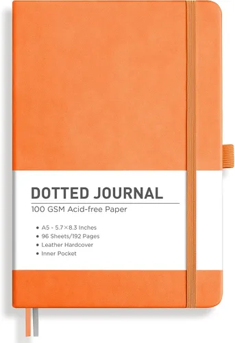 Vista 30 de RETTACY Cuaderno de diario con puntos y viñetas, 192 páginas, tamaño mediano A5 (5.7" x 8.3"), tapa dura de cuero, papel grueso de 100 gsm