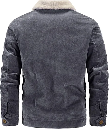 Vista 3 de Chaqueta de pana casual con forro de sherpa para hombre
