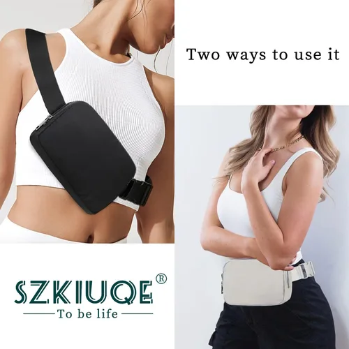 Vista 3 de Riñonera con correa ajustable, cangurera cruzada para mujer, riñonera de moda, mini bolsa de cintura para entrenamiento, correr, viajar, senderismo
