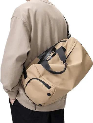 Vista 2 de Bolsa de gimnasio de natación, bolsa de viaje deportiva, ligera, para fin de semana, para yoga, casual, mochila de moda, universidad, Marrón, Bolsa
