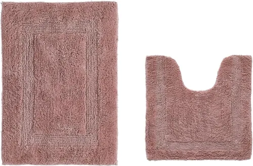 Vista 595 de Better Trends - Juego de 2 alfombras de baño 100% algodón, extra suaves, con borlas, de 17" x 24", alfombra de baño superabsorbente y reversible