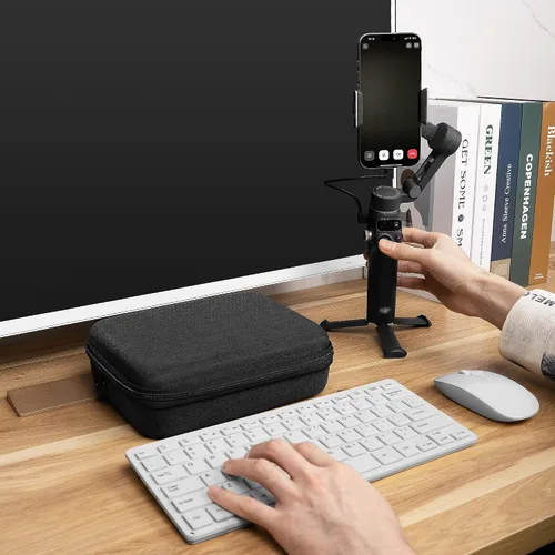 Vista 6 de GEEKRIA Estuche de transporte de viaje rígido, compatible con estabilizador de cardán DJI Osmo Mobile 7P / 7 (gris oscuro)