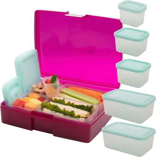 Vista 10 de BENTOLOGY - Lonchera Bento a prueba de fugas con 5 recipientes extraíbles - Fruta/Multicolor