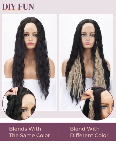 Vista 4 de LONAI - Extensiones de cabello con clip, 6 piezas, rizadas, de 24" de largo, sintéticas, para mujer, color rubio ceniza natural