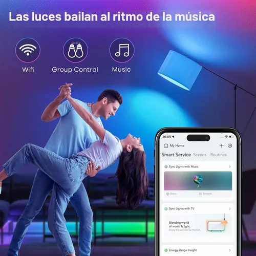 Vista 7 de Linkind Matter - Bombilla inteligente que funciona con Alexa/Apple Home/Google Home, bombillas que cambian de color, sincronización de música