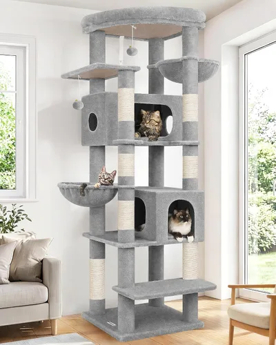 Vista 10 de Globlazer Árbol para gatos resistente, torre resistente de 74 pulgadas para gatos grandes y adultos, árbol grande para gatos con 7 postes rascadores