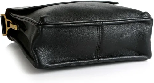 Vista 5 de Bolso de mensajero clásico vintage de cuero para el hombro bolsos cruzados de negocios maletín de piel compuesta bolso casual Negro