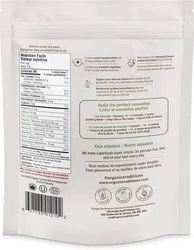 Vista 3 de Superalimento orgánico en polvo de espirulina y clorella, vegano, sin OMG