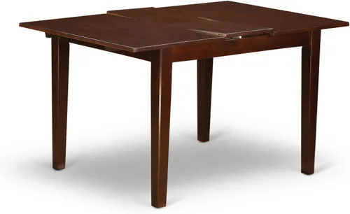 Vista 4 de East West Furniture NOCA7-MAH-LC - Juego de mesa de comedor moderno de 7 piezas que consta de una mesa rectangular de madera con hoja de mariposa