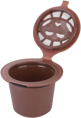 Vista 8 de 3 cápsulas de café reutilizables con filtro de cápsulas recargables para uso doméstico, color marrón, compatible con máquinas estándar