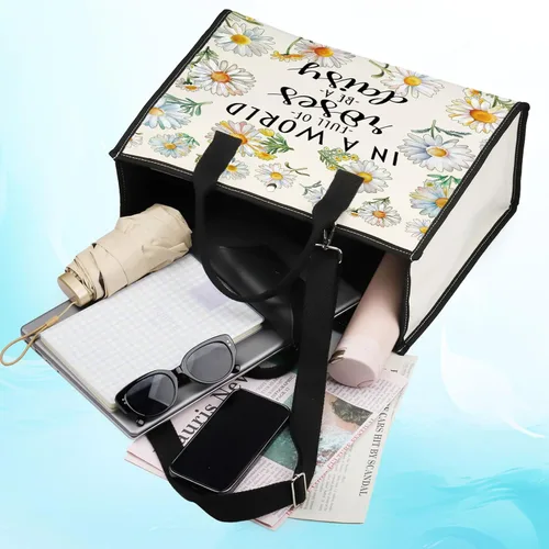 Vista 7 de LEVLO Bolsa de cosméticos de flores de margaritas, regalo para amantes de las margaritas, regalo en un mundo lleno de rosas, bolsa de maquillaje