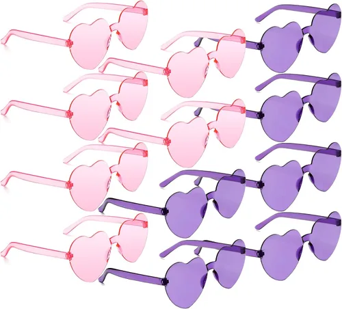Vista 76 de Lentes de sol con forma de corazón, 2 pares de lentes de sol en forma de corazón, gafas de sol rave para mujeres, regalos de fiesta