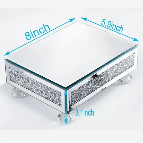 Vista 3 de TACIDON Elevador de cristal con espejo para fregadero de cocina, encimera de baño, decoración moderna. Soporte de pedestal de cristal