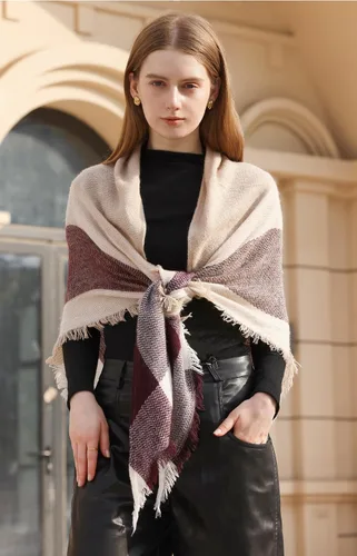 Vista 102 de Wander Agio - Bufanda envolvente con diseño a cuadros o triangular para mujer, cálida y larga, de punto, sensación de cachemira, chal