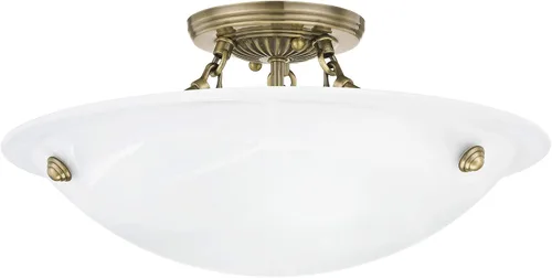 Vista 2 de Livex Lighting 4273-01 Oasis - Soporte de techo con 3 luces, latón antiguo