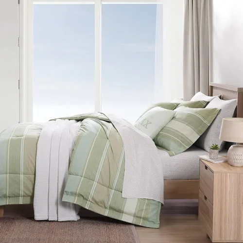 Vista 2 de Tommy Bahama - Juego de edredón King, ropa de cama reversible de algodón con fundas a juego y almohadas adicionales, juego de ropa de cama súper