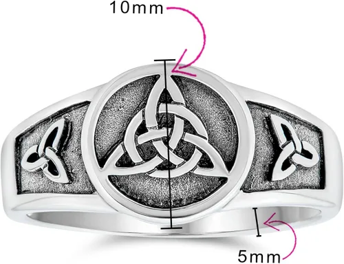 Vista 5 de Viking Celtic Infinity Trinity Knot Triquetra Signet Ring Sterling Silver Plateado