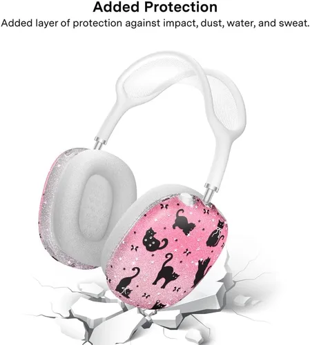 Vista 5 de VELVET CAVIAR Funda para AirPods Max 2 y 1 – Lindo accesorio protector para auriculares (purpurina de gato negro)