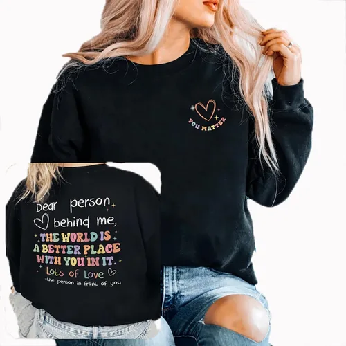 Vista 3 de DUTUT Dear Person Behind Me Shirts for Women Mental Health Sweatshirt You Matter Shirt Teacher Inspiration Blouse Tops Tops
