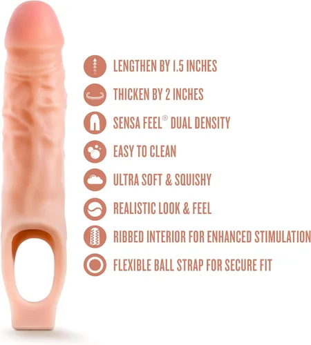 Vista 8 de Blush Novelties, Performance - Extensor de vaina de pene ultra suave X5 Plus de 9 pulgadas – Extiende tu pene de 0.5 pulgadas – Grosor hasta 1.5