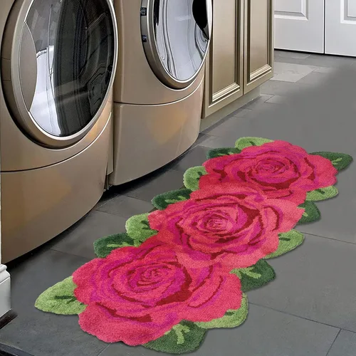 Vista 24 de USTIDE Tapete de baño de rosa esponjoso de 23.6 x 35.4 pulgadas, tapete de baño antideslizante para baño, cocina, sala de estar o dormitorio