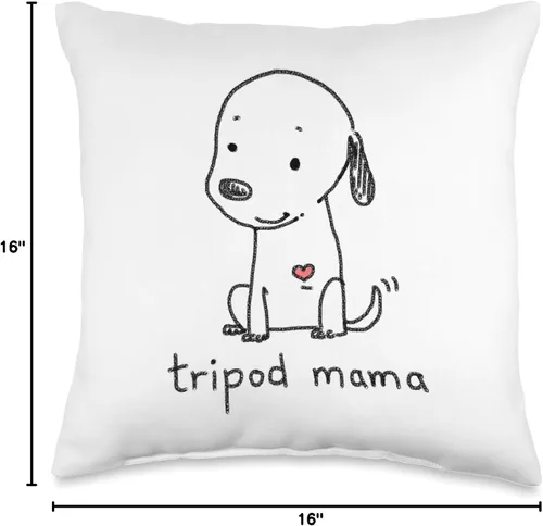 Vista 4 de Original Sock Dogs Trípode Mamá, Dibujos Animados Lindos, Almohada de tres patas para perro, 16.0 x 16.0 in, Multicolor