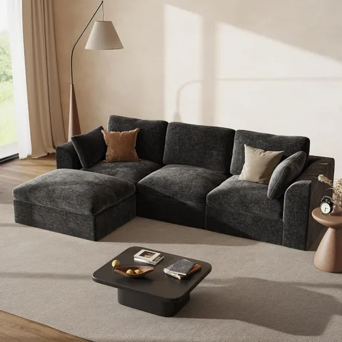 Vista 25 de Sofás seccionales Cloud de 110 pulgadas para sala de estar, sofá convertible sin hueso en forma de L con otomana, juego de sofá modular de gran