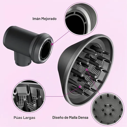 Vista 3 de Juego de accesorios de difusor y adaptador para Dyson Airwrap, concentrador y adaptador