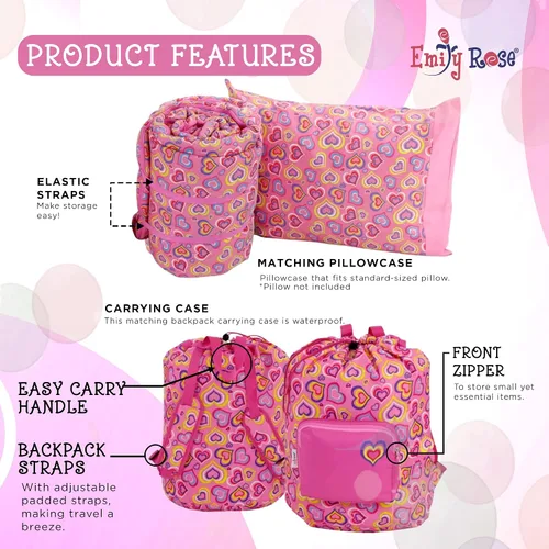 Vista 4 de Emily Rose Pink Toddler Nap Mat Set with Warm Blanket