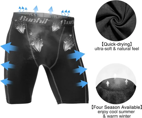 Vista 5 de Runhit - Pantalones cortos deportivos de compresión para hombre, de elastano para correr y entrenar