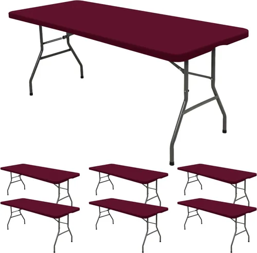 Vista 36 de 6 Pack de Manteles Ajustados para Mesas Rectangulares de 8 Pies, Cubierta de Mesa Aqua Azul Elástica para Picnic al Aire Libre, Paños de Mesa
