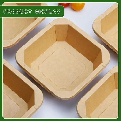 Vista 7 de Paquete de 50 cuencos de papel de 17 onzas, cuencos de ensalada desechables con tapas Octagon Disposable Bowls, Disposable Food Containers with