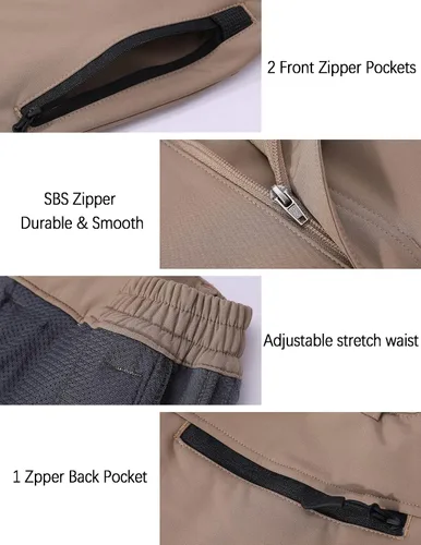 Vista 4 de KELOIFUT Men's Snow Ski Waterproof Hiking Pants Fleece Lined Softshell Insulated Snowboard Outdoor Work Zipper Bottom Leg