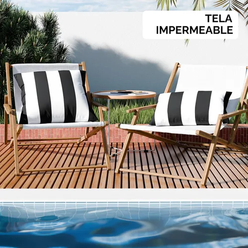 Vista 4 de WESTERN HOME WH - Juego de 2 fundas decorativas de cojín para exterior, a rayas, impermeables, de poliéster, para jardín, casa de campo moderna