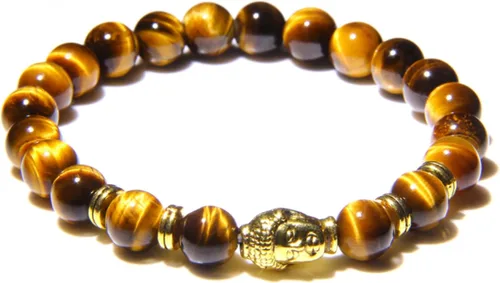Vista 5 de Natural AAA Royal Blue Tiger Eye Stone Beads Pulsera Hombres Buddha Charm Pulseras Pulsera Stretch Pulsera Mujer Joyería