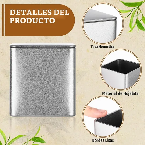 Vista 3 de Suclain - 50 latas de té de metal con tapa hermética para té suelto, color plateado, 8 onzas líquidas Plata