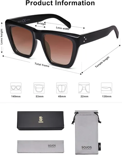 Vista 33 de SOJOS Fashion Oversized Square Cat Eye Polarized Sunglasses for Women Trendy Cateye Style Womens Sunglasses SJ2179