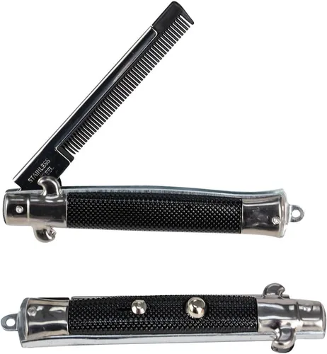 Vista 2 de Rhode Island Novelty Peine plegable de bolsillo de acero inoxidable de 9 pulgadas, una pieza