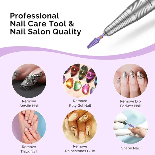 Vista 6 de MelodySusie Brocas profesionales Tornado de 3/32 pulgadas, brocas multifunción de carburo de tungsteno, adecuadas para manicura, pedicura, cutícula