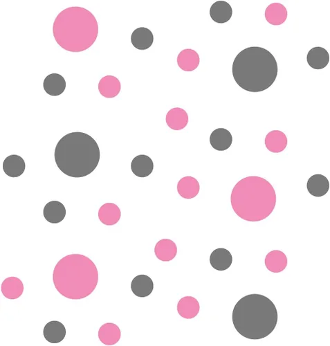 Vista 3 de Pegatinas de pared de vinilo rosa/gris, círculos de 2 y 4 pulgadas (30 calcomanías)