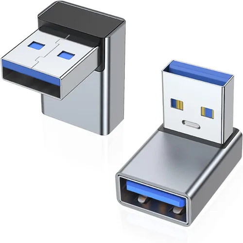 Vista 17 de AreMe Adaptador USB 3.0 de 90 grados, paquete de 2 unidades, extensor de convertidor USB A macho a hembra de ángulo recto para PC, laptop, cargador