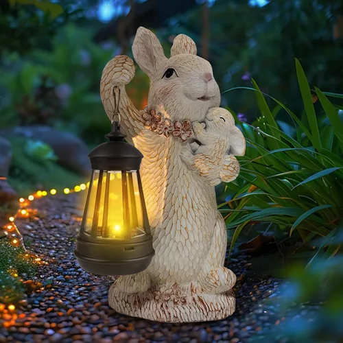 Vista 13 de Luces solares de jardín para exteriores, estatuas de oso negro con girasoles, decoración de escultura, regalos de madre para mujeres, hombres