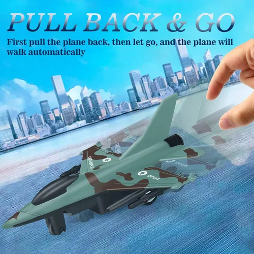 Vista 5 de Paquete de 8 juguetes de avión para niños de 3, 4, 5, 6 a 9 años, aviones de metal fundido a presión, aviones de combate, aviones a chet