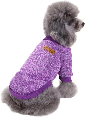 Vista 3 de Suéter de punto clásico para perros y mascotas, cálido para invierno, abrigo para cachorros y mascotas, ropa de suéter suave para perros pequeños