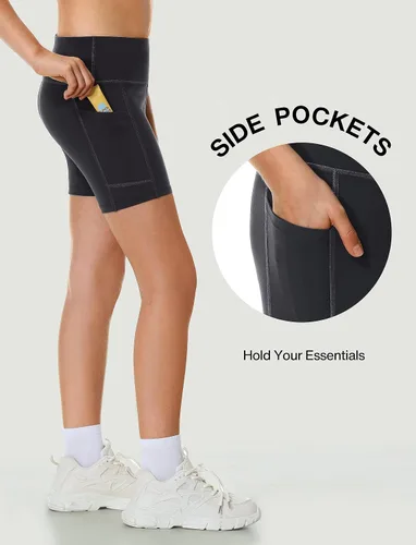 Vista 3 de Heathyoga Pantalones cortos de voleibol de 5 pulgadas para niñas, pantalones cortos de voleibol para adolescentes, pantalones cortos de ciclismo