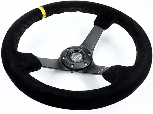 Vista 3 de NRG Innovations NRG-RST-036MB-S-Y - Volante reforzado de 3 pulgadas de profundidad, radio negro mate de 0.197 in, volante deportivo de 13.780 in