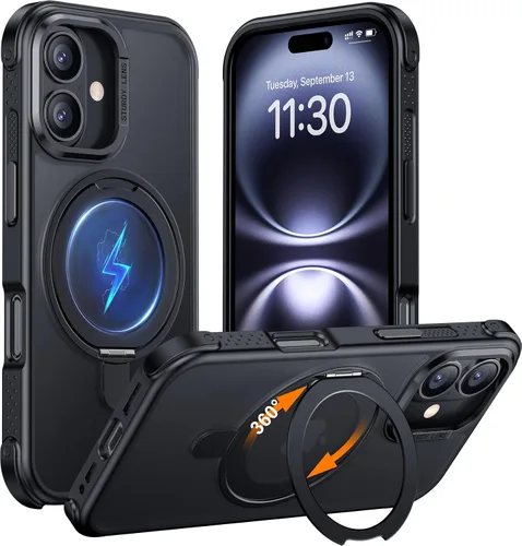 Vista 31 de Magnética para iPhone 12 e iPhone 12 Pro Funda, [con Soporte de Anillo Magnético Invisible Giratorio 360°][A Prueba de Golpes][Compatible