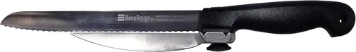 Vista 6 de Cuchillo de corte de precisión (diestro) - Hoja dentada de acero inoxidable de 8 y 1/4 pulgadas con guía de corte para rebanadas exactas de hasta