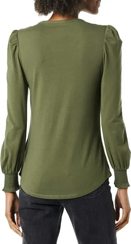 Vista 3 de Tienda Essentials - Camiseta de manga larga con cuello redondo y puños fruncidos para mujer