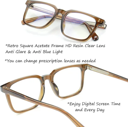 Vista 3 de Gafas de sol con clip de doble lente con marco óptico, gafas de computadora con bloqueo de luz azul UV400 antirreflejos para conducir, C6